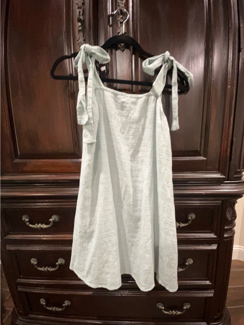 Tie-Shoulder Mini Dress in Pale Mint